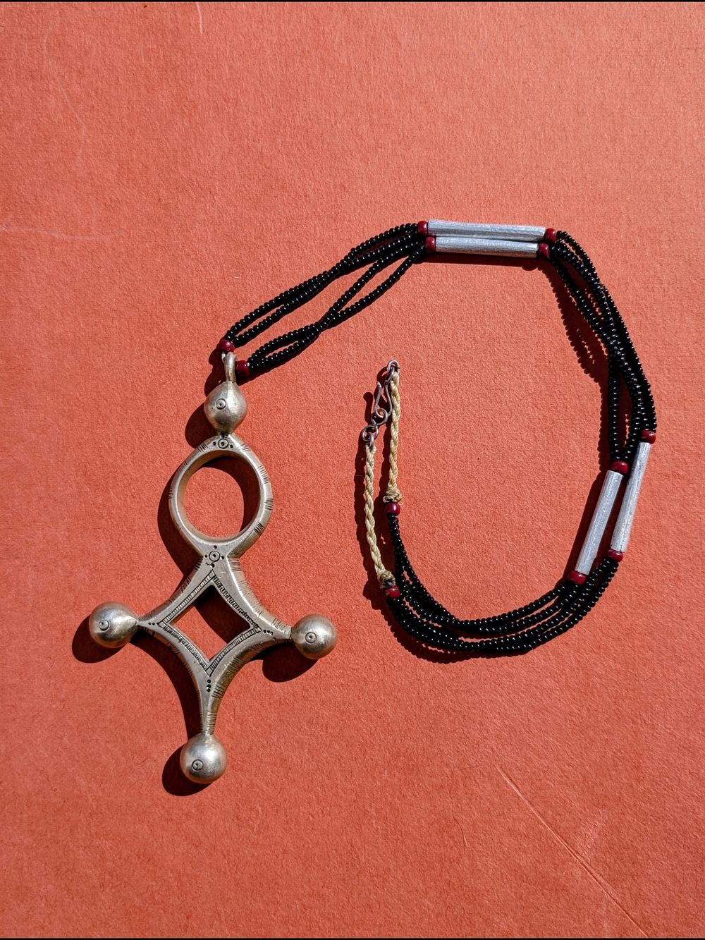 Handcrafted Vintage Silver Tuareg Cross Pendant Necklace